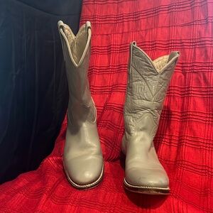 Grey Leather Boots